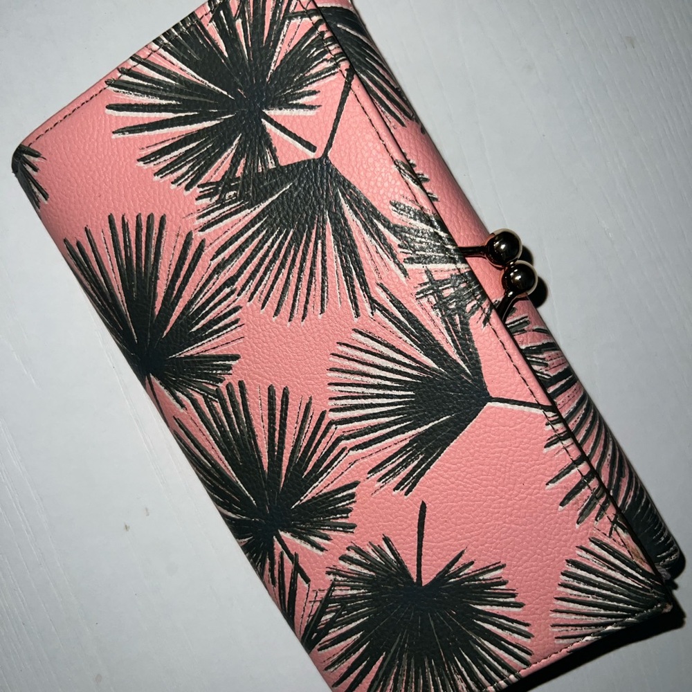 A New Day Pink and Black Palm Print Wallet